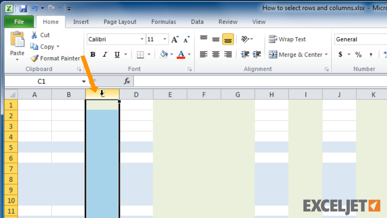 highlight column and row in excel for mac